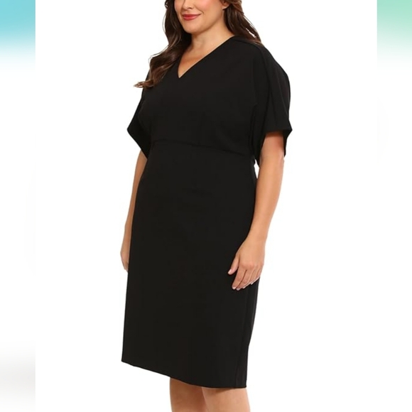LONDON TIMES V-neck Midi Sheath Dress - Picture 4 of 6